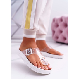 SEA Chinelos femininos flip-flops transparente listra branca Framona branco 1