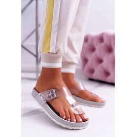 PS1 Chinelos femininos flip-flops transparente listra cinza Framona 1