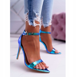 Sandálias femininas de salto alto Lu Boo Iridescente Verde Debbi multicolorido 1