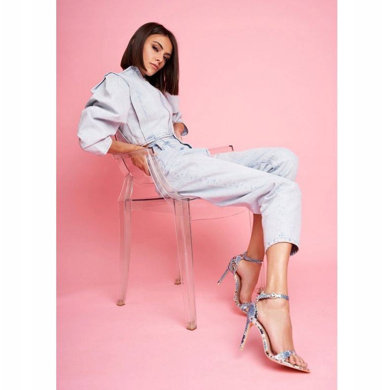 Sandálias femininas de salto alto Lu Boo Snake Ramann Blue azul multicolorido 1