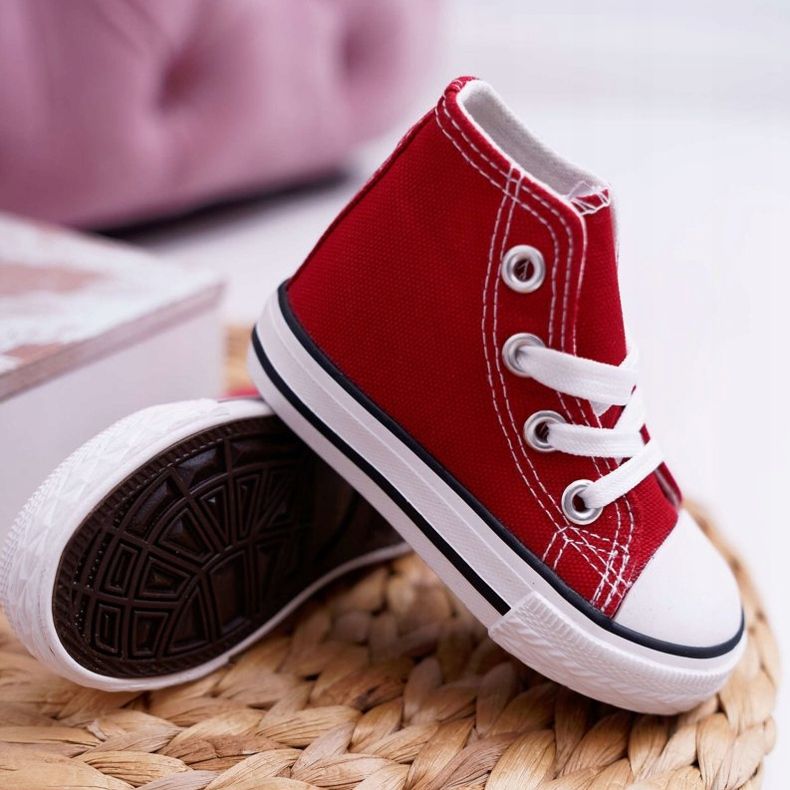 FRROCK Tênis de cano alto infantil clássico vermelho filemon 2