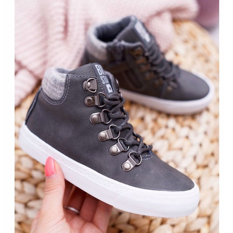 Sapatos infantis para menino, tênis Big Star Grey EE374040 cinza 1