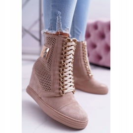 Tênis feminino Lu Boo Openwork Suede Beige Clamma bege 2
