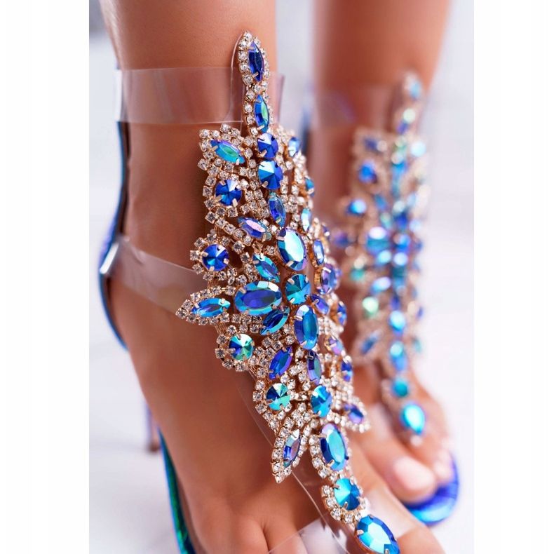 Sandálias femininas de salto alto Lu Boo Petrol 2047-89 Milleni azul 2