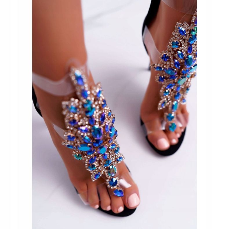 Sandálias femininas de salto alto Lu Boo Suede Preto 2047-89 Milleni 2