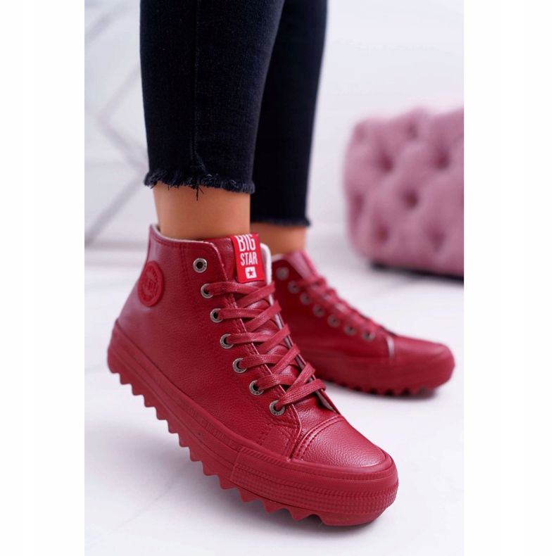 Tênis feminino Big Star High Warm Red EE274112 vermelho 1