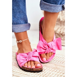 BUGO Chinelos femininos em cortiça neon fúcsia wendy rosa 1