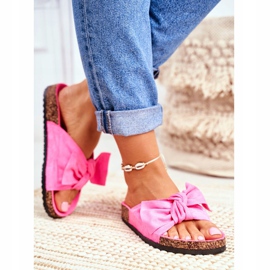 BUGO Chinelos femininos em cortiça neon fúcsia wendy rosa 2