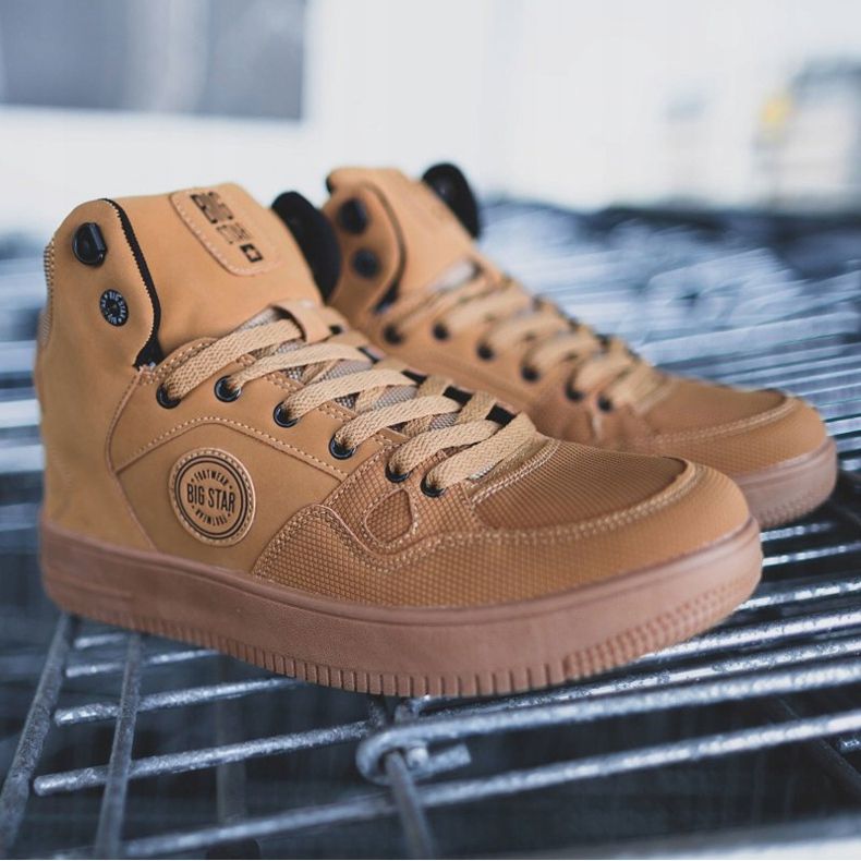Sapatas esportivas masculinas Big Star High Camel EE174432 marrom 1