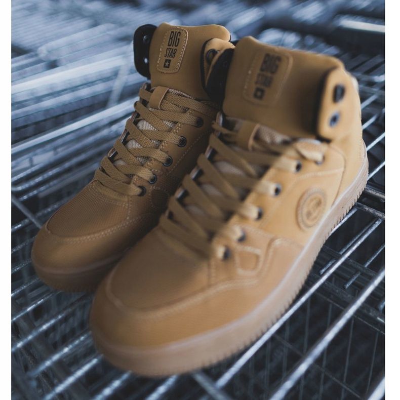 Sapatas esportivas masculinas Big Star High Camel EE174432 marrom 2