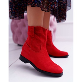 SEA Botas femininas em cunha de salto plano aquecido no tornozelo Red Demini vermelho 1