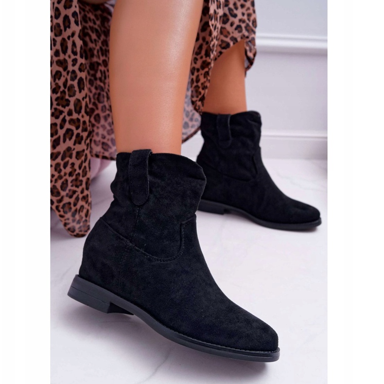 SEA Botas femininas em cunha de salto plano aquecido no tornozelo preto Demini 2