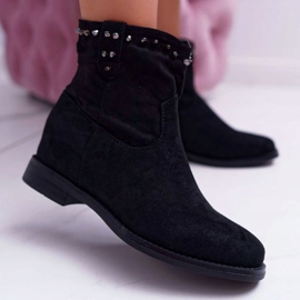 SEA Botas femininas em cunha de salto plano aquecido no tornozelo Black Deminis preto 1