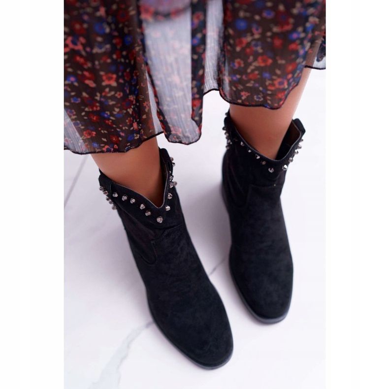 SEA Botas femininas em cunha de salto plano aquecido no tornozelo Black Deminis preto 2