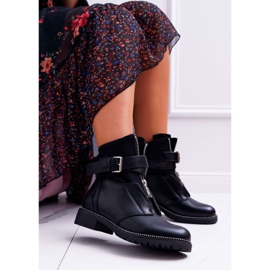 SEA Botas femininas de salto plano militar pretas Travist preto 1