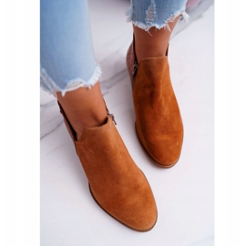 Botas rasteiras femininas Maciejka outono couro vermelho 04091-29 marrom 2