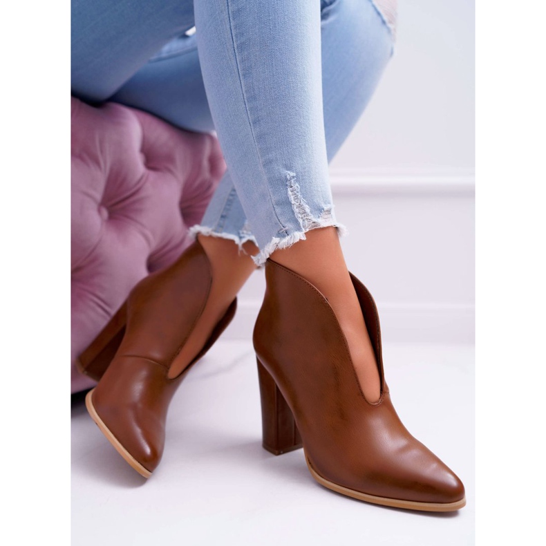 SEA Botas femininas de salto alto em manta marrom castanho 2