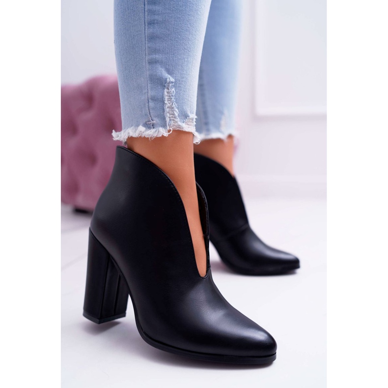 SEA Botas femininas de salto com manta preta preto 1