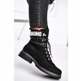 EVE Botas femininas de salto plano com um popi preto com zíper 1