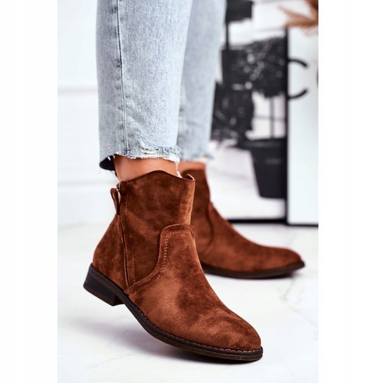EVE Botas femininas de salto baixo Cowboy Camel Plemmi castanho 1