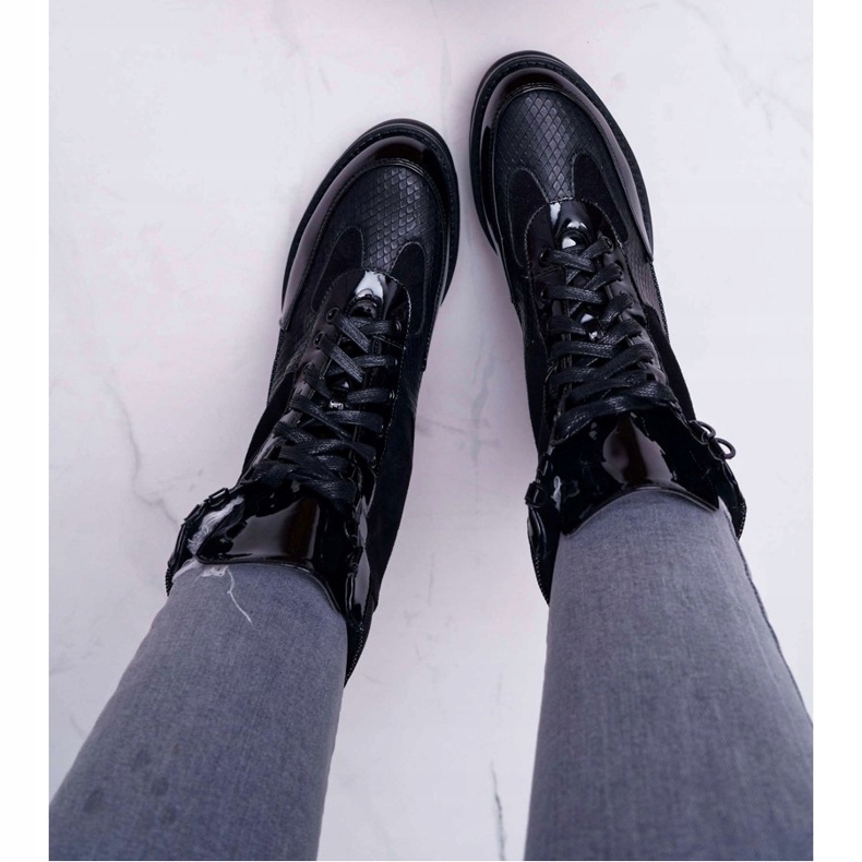 Botas altas femininas pretas trapaceiros Nemtere preto 2