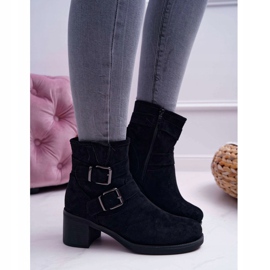 FRID Botas femininas com salto alto camurça preta fagret preto 1