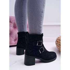 FRID Botas femininas com salto alto camurça preta fagret preto 2