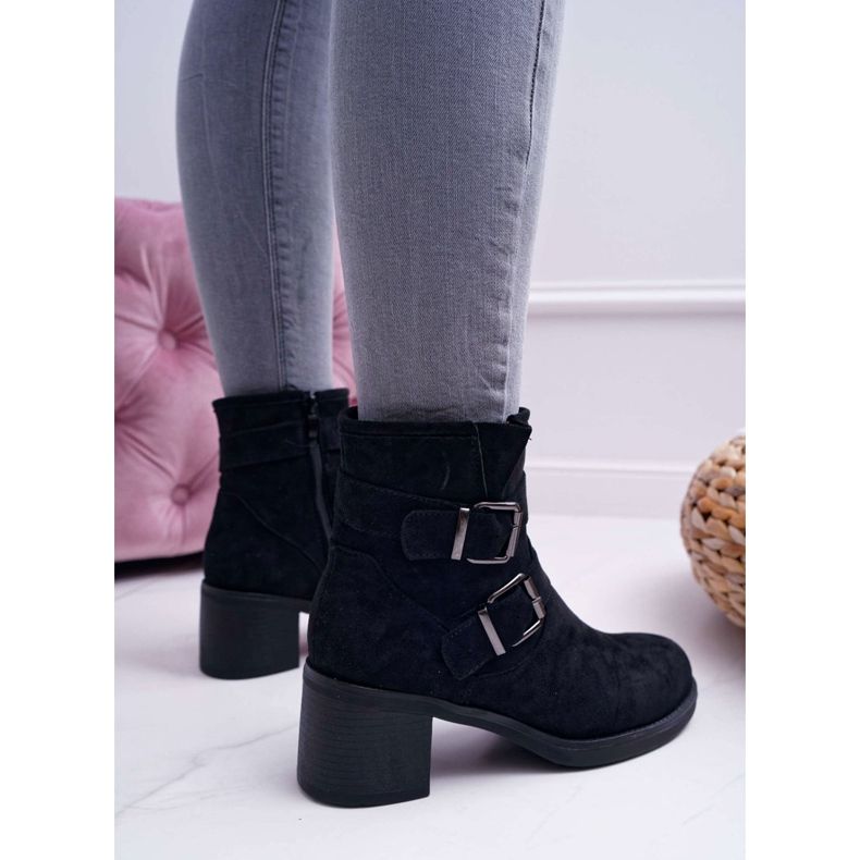 FRID Botas femininas com salto alto camurça preta fagret preto 2