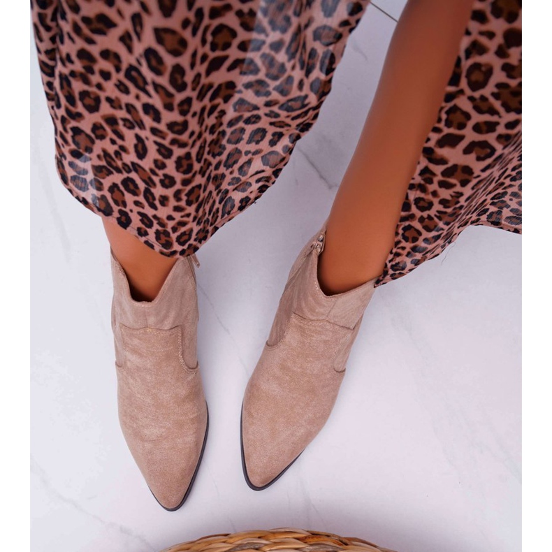 Botas femininas com salto liso Beige Umberco bege 2 Botas femininas com salto liso Beige Umberco bege 2