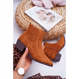 Botas de salto baixo Camel Umberco feminino castanho 1