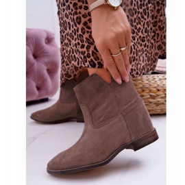Botas femininas de salto plano oculto cunha cappuccino escuro Nicole 2419 marrom 1