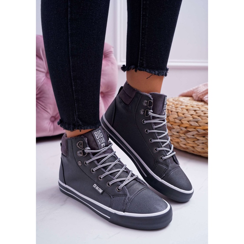 Tênis feminino Big Star High Grey Quente EE274413 cinza 2