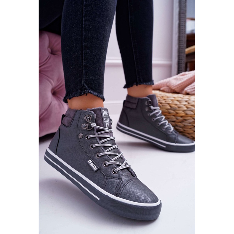 Tênis feminino Big Star High Grey Quente EE274413 cinza 1