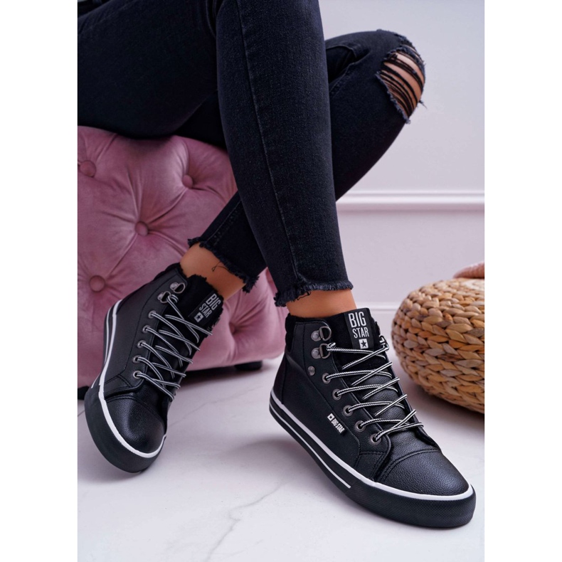 Tênis feminino Big Star High Black Warmed EE274410 preto 1