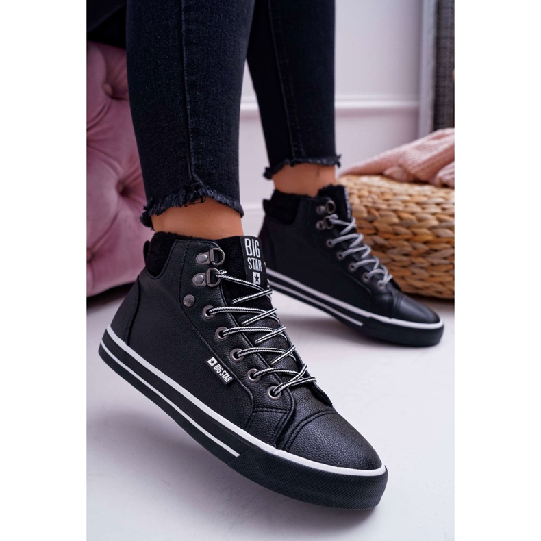 Tênis feminino Big Star High Black Warmed EE274410 preto 2