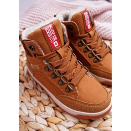 Sapatos infantis para meninos, tênis Big Star, camelo de pele de carneiro EE374085 marrom 2
