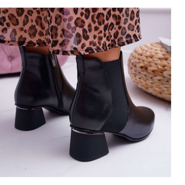 Botas femininas de couro Laura Messi pretas 2034 preto 2