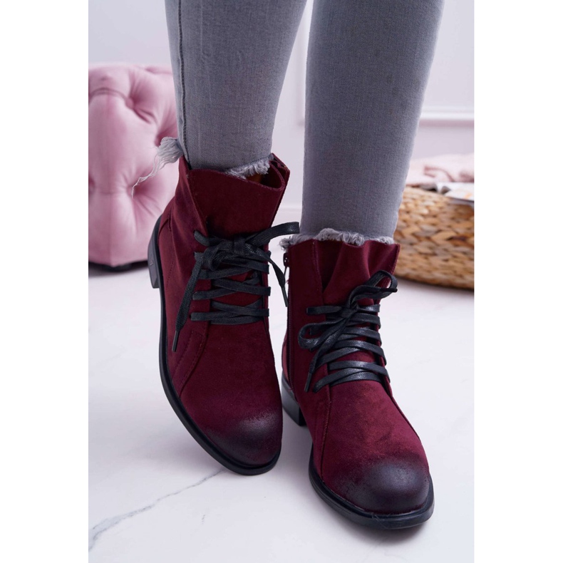 Vinceza Botas femininas com salto plano Workery Burgundy Teref vermelho multicolorido 2
