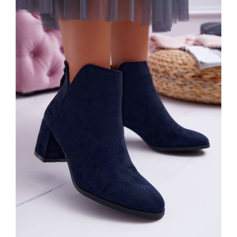 Vinceza Botas de salto feminino em camurça azul marinho Mimosa 1