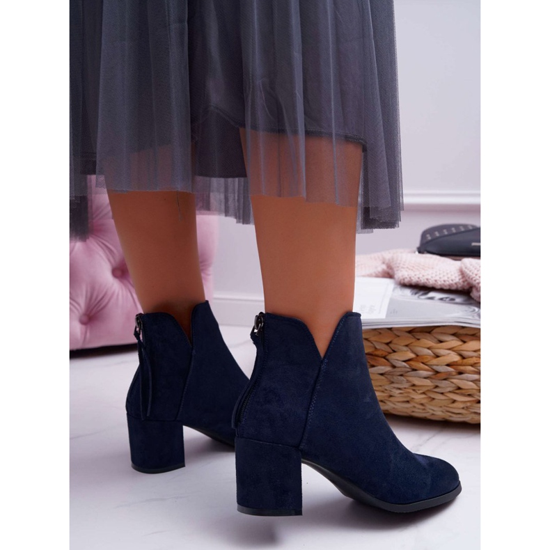 Vinceza Botas de salto feminino em camurça azul marinho Mimosa azul-marinho 2