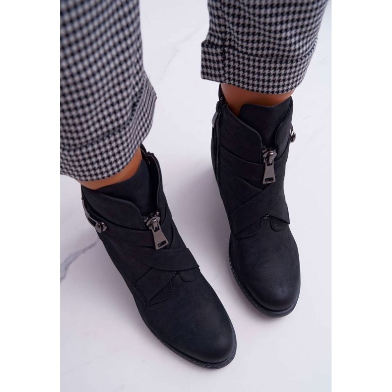 Vinceza Botas de salto feminino camurça preta corajosa preto 2