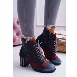 Botas femininas de couro maciejka pretas 03190 preto multicolorido 1