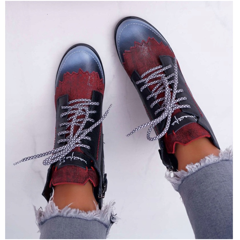 Botas femininas de couro maciejka pretas 03190 preto multicolorido 2