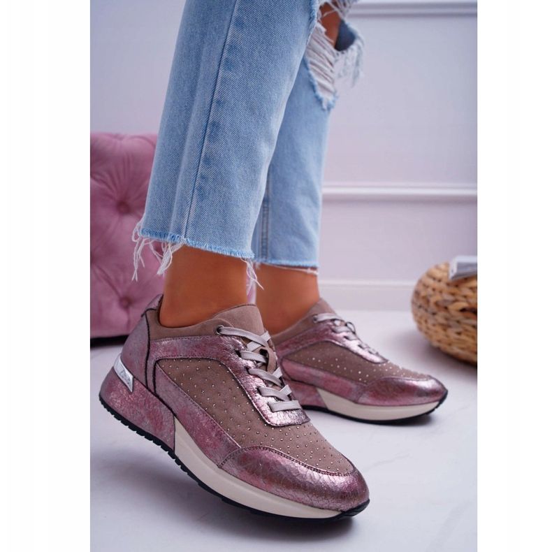 Calçado desportivo feminino Bege Sergio Leone Ondar castanho rosa 1