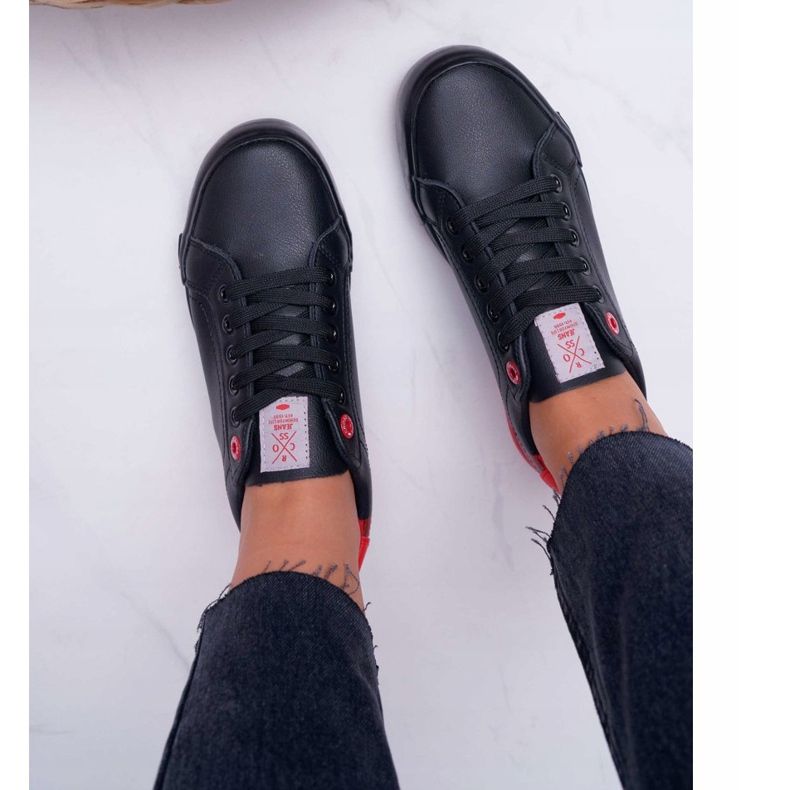 Tênis feminino cross jeans preto EE2R4019C vermelho 2