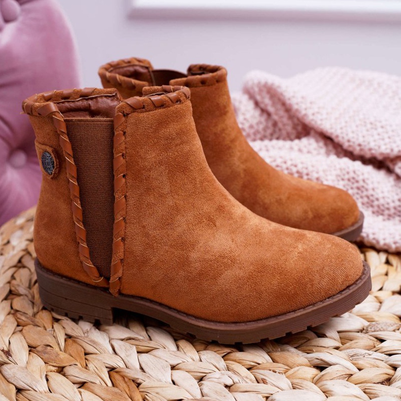 POPA Botas infantis de salto baixo Camel Sicarro marrom 2