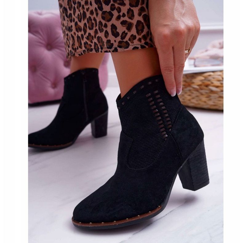 FP1 Botas de salto feminino em camurça preta Westema preto 2