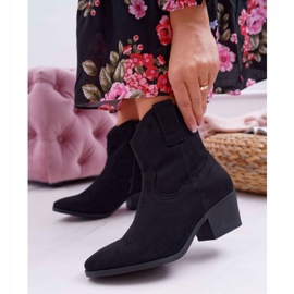 BUGO Botas femininas de salto plano Botas de cowboy pretas Telifa preto 1