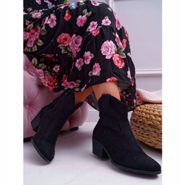 BUGO Botas femininas de salto plano Botas de cowboy pretas Telifa preto 2