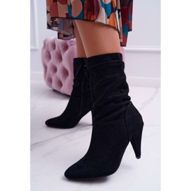 HAN Botas femininas de salto alto sobre o tornozelo preto Temma 1